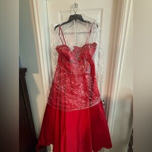 Elegant Red Gown with Beaded Details